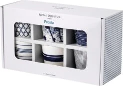 Royal Doulton Pacific - 6x Mok / Beker - Porselein - Wit / Blauw - 450 Ml - Set Van 6 Mokken -Bestek Winkel 1200x842