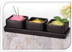 Excellent Houseware Amuse/tapas/saus Schaaltjes Met Serveerplankje - Aardewerk - Mat Zwart -Bestek Winkel 1200x858 3