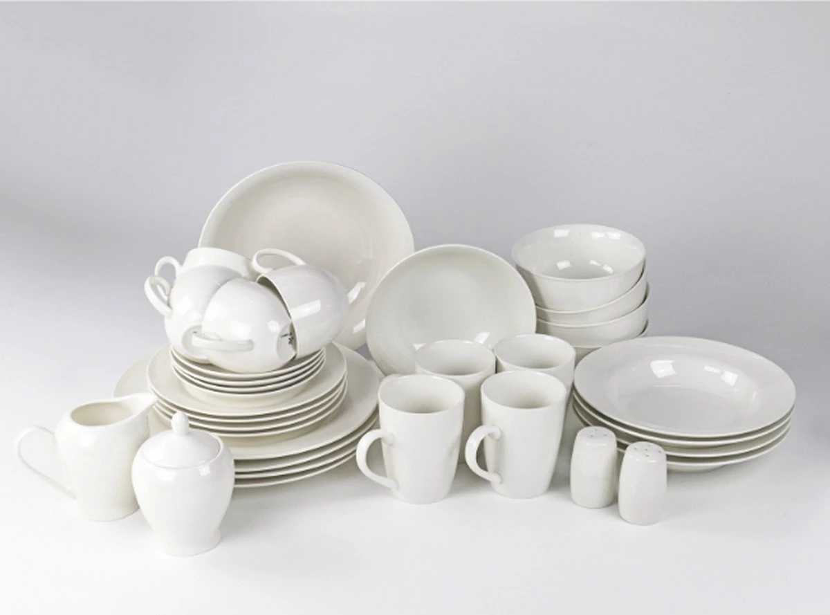 JT Serviesset - Wit - 35delig - 4 Persoons - Luxe Reliëf Design 1 JT Serviesset - Wit - 35delig - 4 Persoons - Luxe Reliëf Design