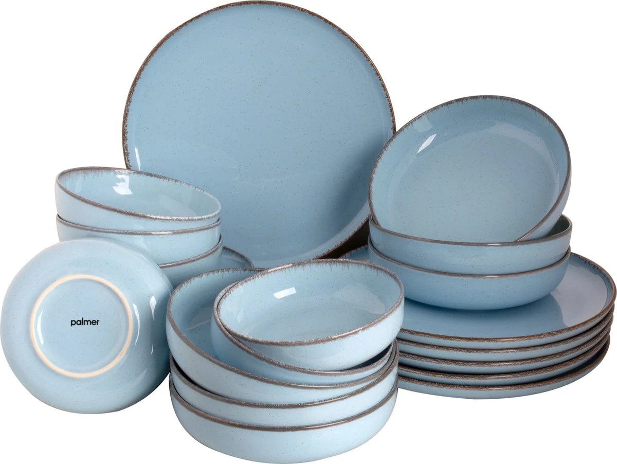 Palmer Serviesset Antigo Porselein 6-persoons 24-delig Lichtblauw 1 Palmer Serviesset Antigo Porselein 6-persoons 24-delig Lichtblauw