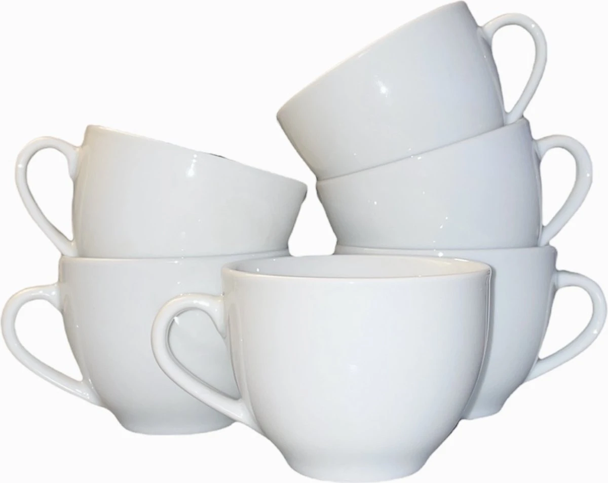 Merkloos Koffie Kopjes – Koffiekopjes – Koffiemokken – Cappuccino – Set Van 6 – Porselein – 250 Ml – Wit 2 Merkloos Koffie Kopjes – Koffiekopjes – Koffiemokken – Cappuccino – Set Van 6 – Porselein – 250 Ml – Wit - Afbeelding 2