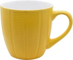 Orange85 Koffiekopjes Gekleurd - Set Van 6 - Koffiemokken - Streep - 200 Ml - Reliëf - Aardewerk - Met Oor - Theemokken -Bestek Winkel 1200x984