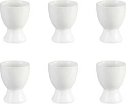 Eierdopjes – Set Van 6 Stuks – Porselein – Wit