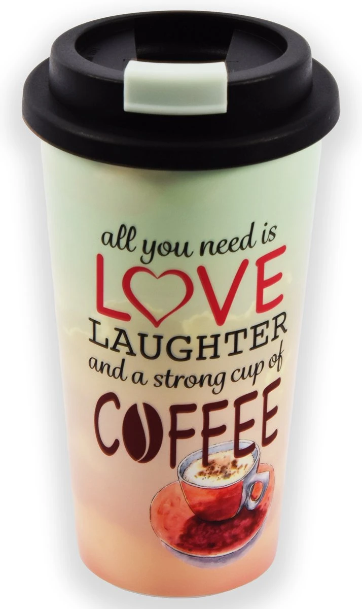 Travel Mug - 450 Ml - Koffiebeker To Go - Mok Koffie Of Thee Reisbeker, Koffiebeker - Coffee To Go Beker - CRUISING TRAVEL MUG - To-Go Beker All You Need Is Love Kleine Formaat 1 Travel Mug - 450 Ml - Koffiebeker To Go - Mok Koffie Of Thee Reisbeker, Koffiebeker - Coffee To Go Beker - CRUISING TRAVEL MUG - To-Go Beker All You Need Is Love Kleine Formaat