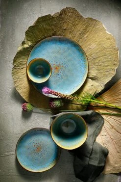 Palmer Serviesset Lotus Stoneware 6-persoons 24-delig Zwart Turquoise -Bestek Winkel 800x1200 28