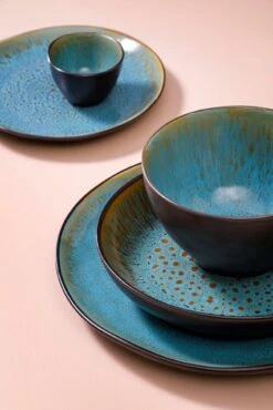Palmer Serviesset Lotus Stoneware 6-persoons 24-delig Zwart Turquoise -Bestek Winkel 801x1200 5