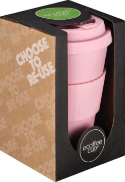 Ecoffee Cup Local Fluff PLA - Koffiebeker To Go 400 Ml - Roze Siliconen -Bestek Winkel 826x1200
