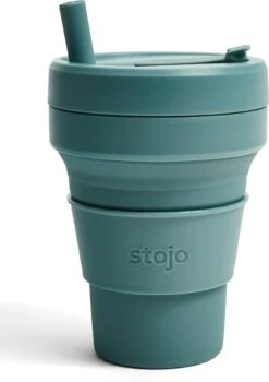 Stojo - Biggie Cup - 470 Ml - Herbruikbaar - Opvouwbaar - Groen -Bestek Winkel 846x1200