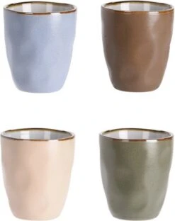 Excellent Houseware Set Van 4x Stuks Luxe Gekleurde Stoneware Bekers/koffiekopjes 280 Ml - Kopjes/koffiebekers 6 Excellent Houseware Set Van 4x Stuks Luxe Gekleurde Stoneware Bekers/koffiekopjes 280 Ml - Kopjes/koffiebekers -Bestek Winkel 949x1200
