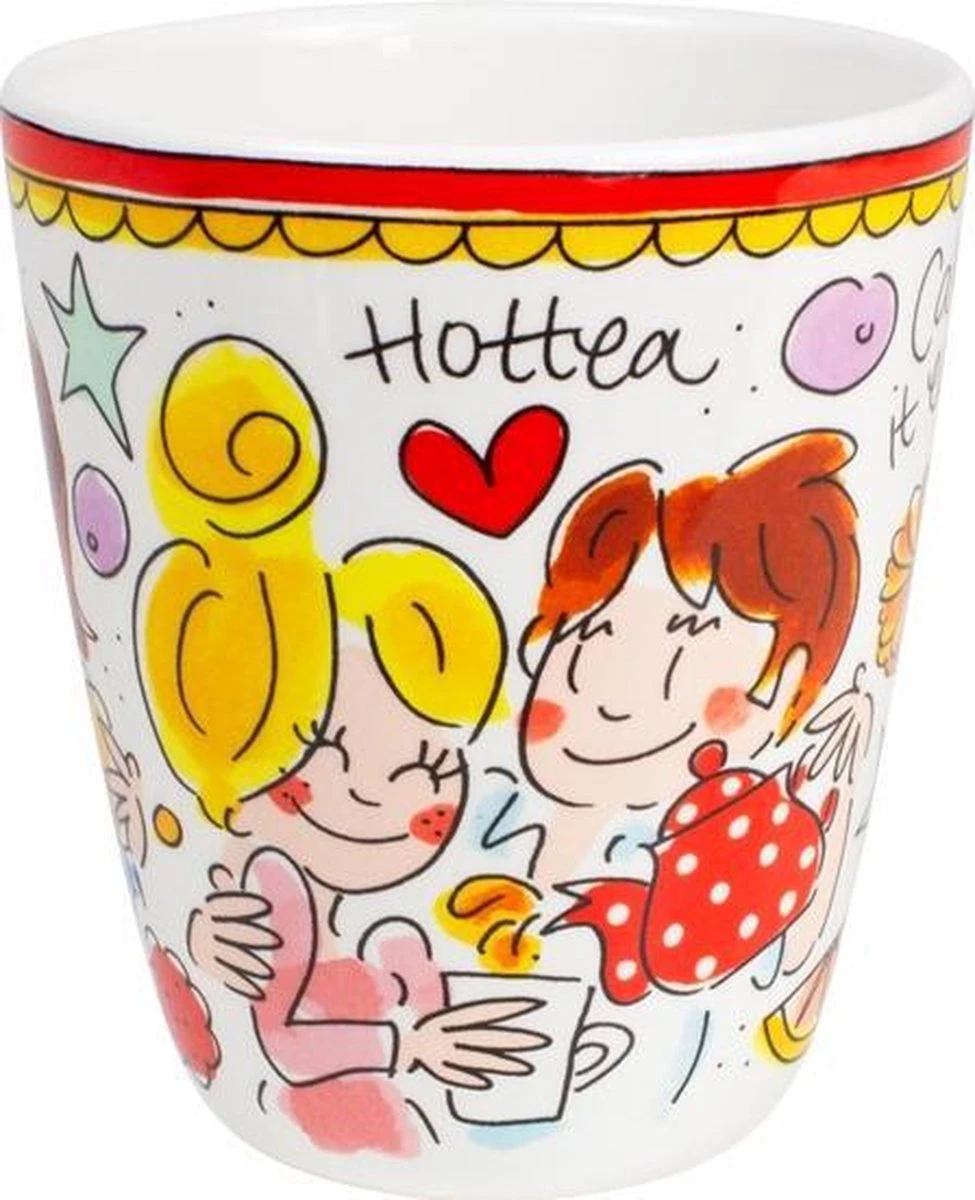 Blond Amsterdam Even Bijkletsen Mok 350 Ml - Rode Rand 2 Blond Amsterdam Even Bijkletsen Mok 350 Ml - Rode Rand - Afbeelding 2