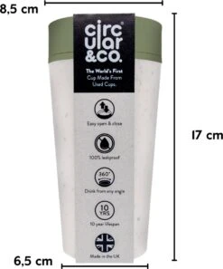 Circular&Co. Herbruikbare To Go Koffiebeker (rCUP) Crème/groen 12oz/340ml -Bestek Winkel 999x1200 2
